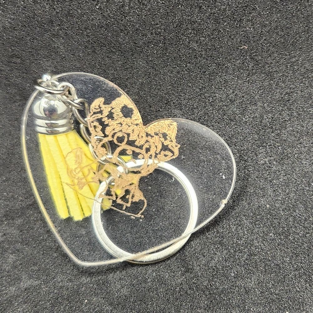 Hand Crafted Keychain Highland Cow Yellow Silver Zipper Pull, Bag Charm